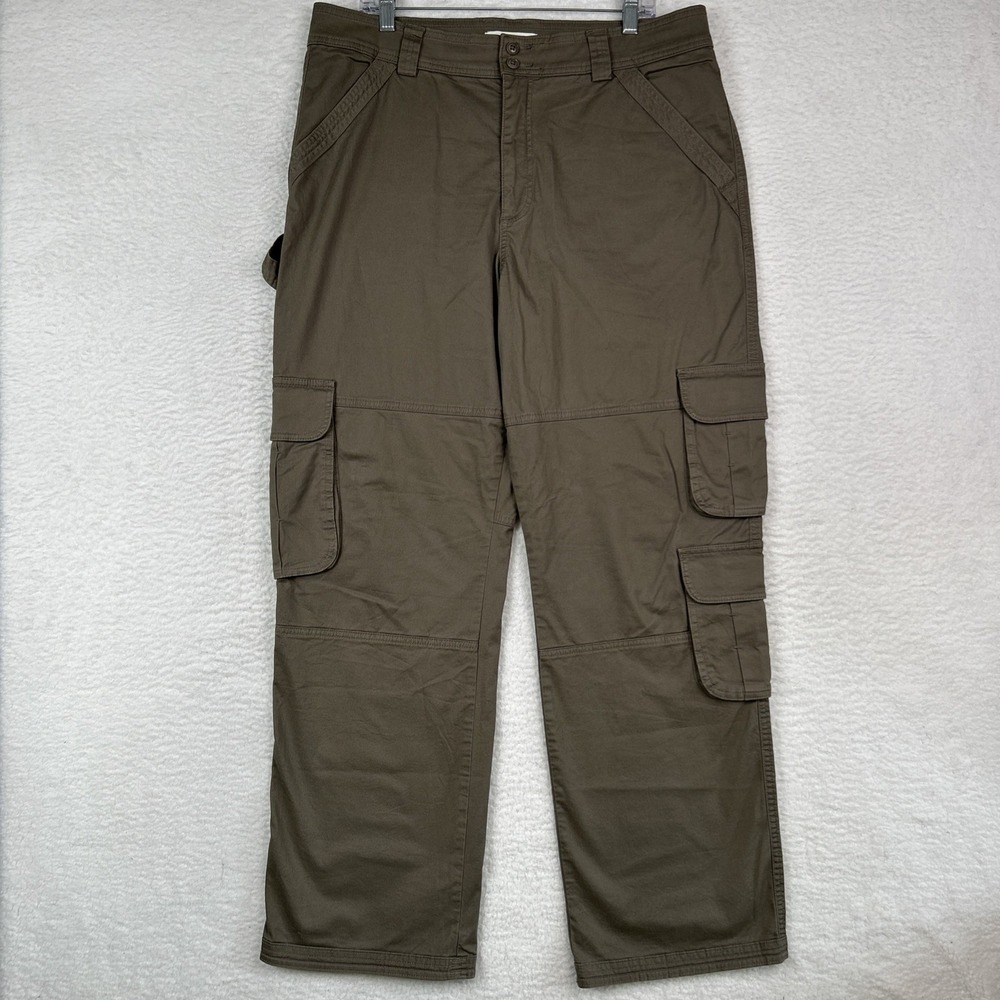 Abercrombie & Fitch Cargo Pants Womens‎ 33/16L Olive Green Hammer Loop Relaxed
